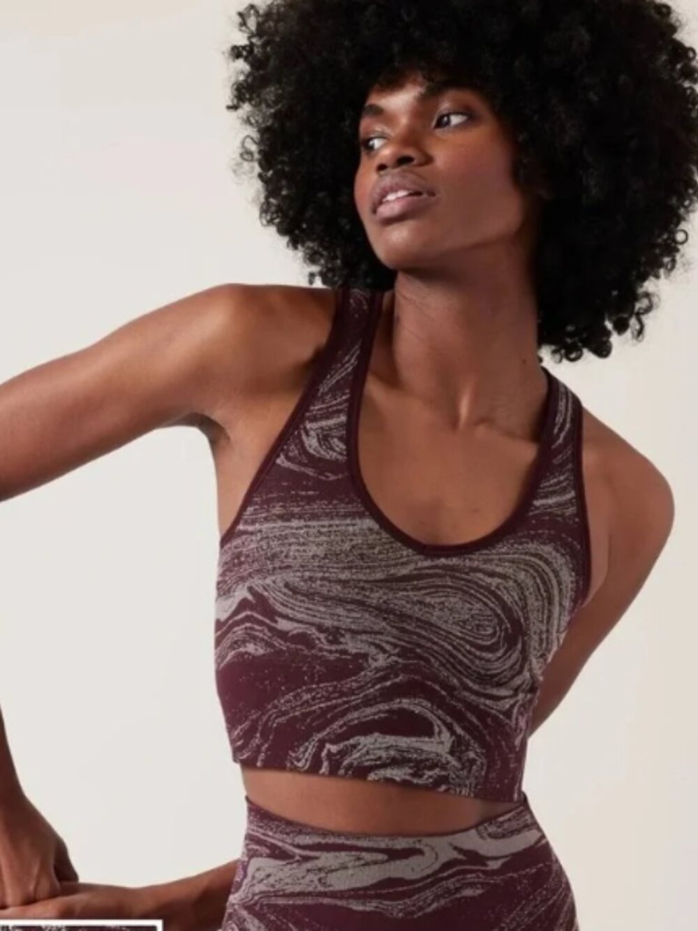 Athleta Aurora Seamless Shine Tank Top XS Burgundy Purple Silver Cropped V-Neck